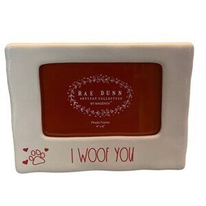 Rae Dunn Artisan Collection ❤️ I WOOF YOU 💜 Ceramic 4x6 Photo Picture Frame NWT